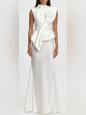 NEW ACLER Harty White Ivory Sleeveless Satin Maxi Gown Sz 6